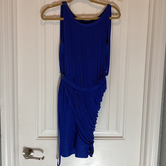Herve Leger Blue Leilei Fringe Dress - Picture 5 of 16